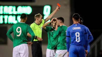 Troy Parrott sent off as Ireland stay top of group with draw against Italy