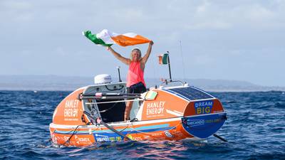 First Irishwoman to row solo across the Atlantic arrives in Barbados