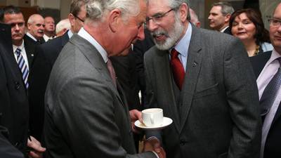 Prince Charles and Gerry Adams share handshake in Galway