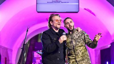Bono and The Edge hold surprise concert at Kyiv bomb shelter