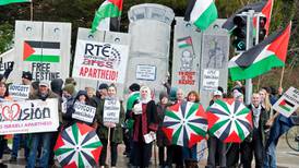 Protesters outside RTÉ call for boycott of the Eurovision
